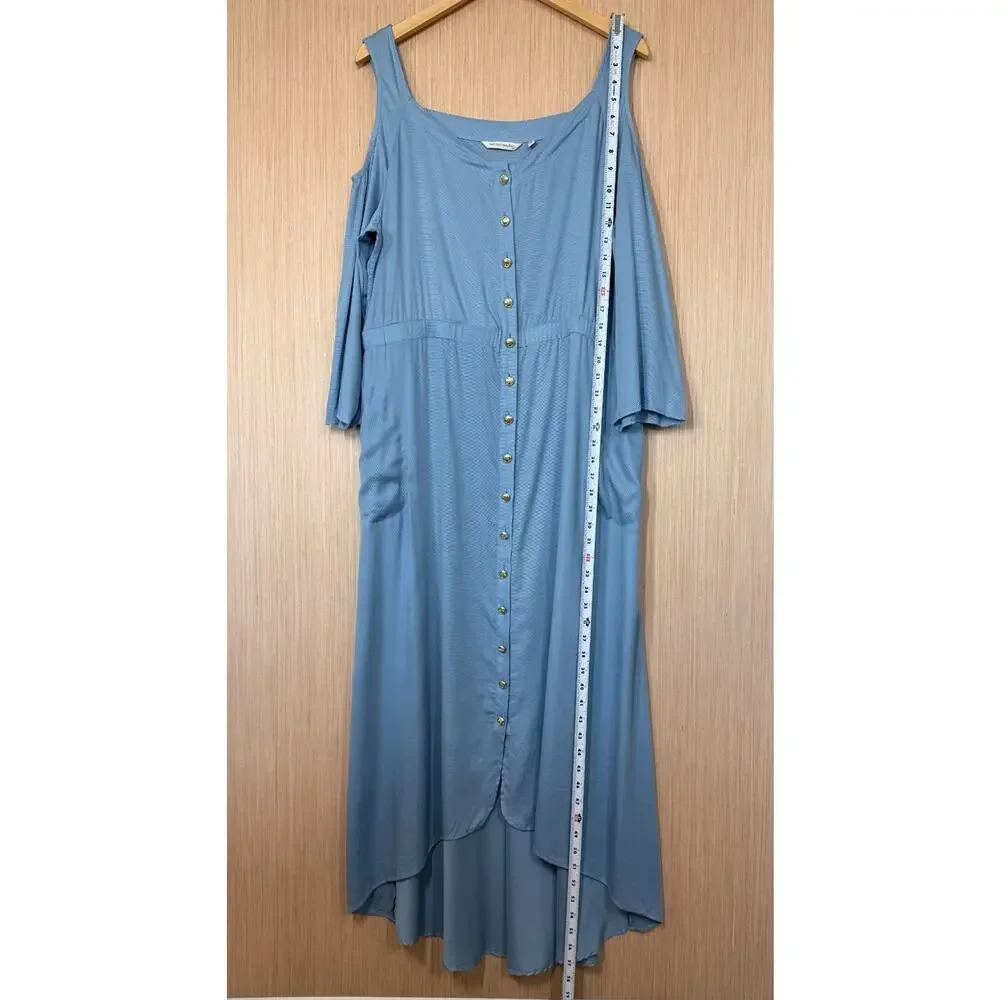 NWOT Soft Surroundings Tencel High Low Maxi Dress Size XL Button Front Pockets - Picture 10 of 12